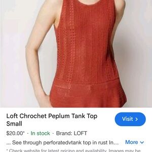 LOFT Rust Crochet Peplum Tank Top